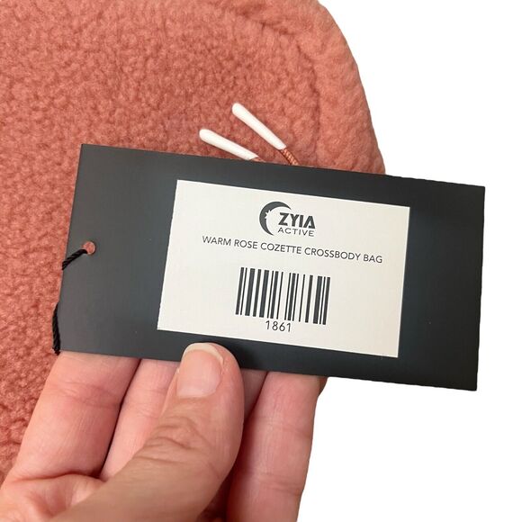 Zyia Warm Rose Cozette Crossbody Bag Sherpa Fleece Pink Belt Bag - Picture 6 of 8